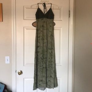 Crochet topped halter maxi dress